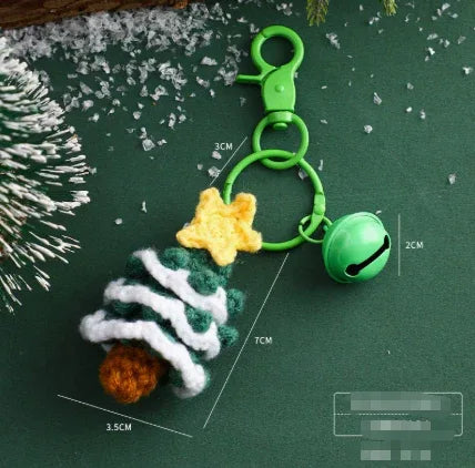 Handmade Christmas Crochet Keychain Knitted Yarn Keyring with Floating Display Case Festive Bag Charm Ideal for Kris Kringle and Stocking Stuffers - Mekamart Australia
