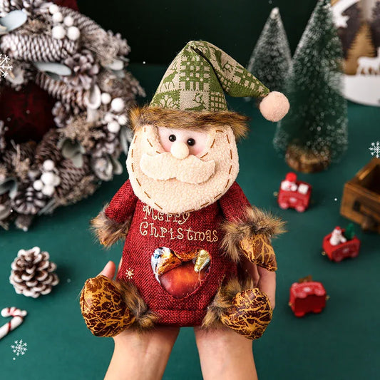 3 Pack Christmas Plush Treat Bags Santa Snowman Reindeer Gift Sacks with Heart Window Cute Holiday Candy Holders Ideal for Kids Parties - Mekamart Australia