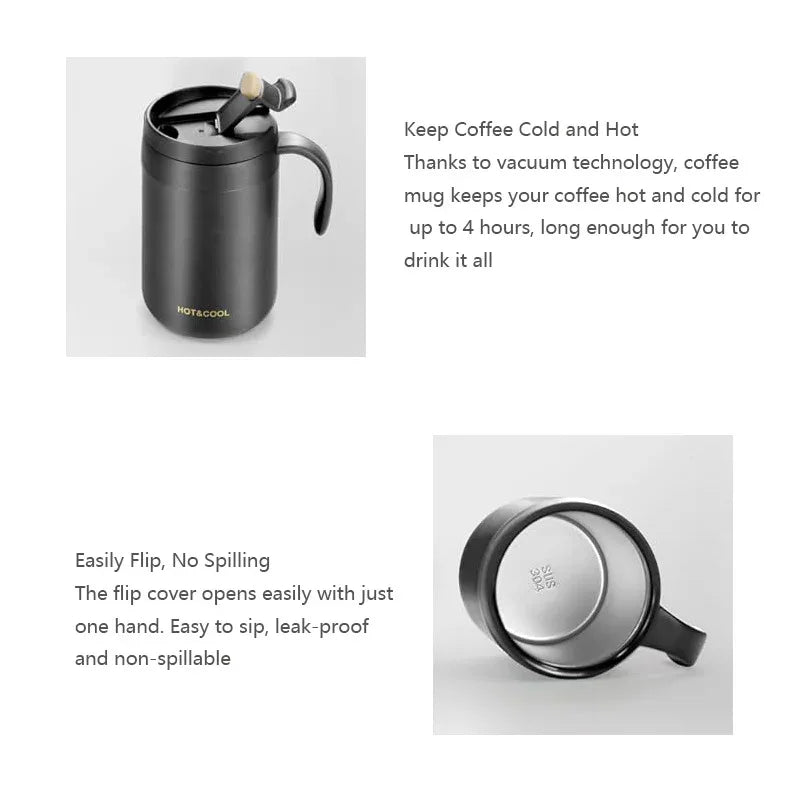 Black Portable Pour Over Coffee Maker Set Stainless Steel Insulated Travel Mug with Collapsible Reusable Dripper Filter for Camping Office and Home - Mekamart Australia