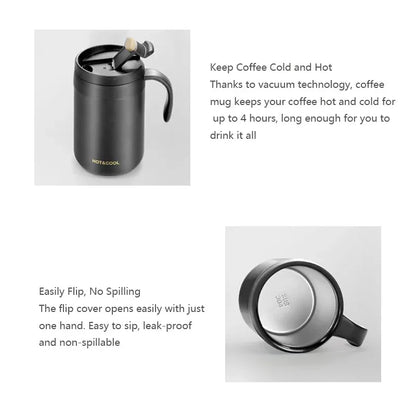 Black Portable Pour Over Coffee Maker Set Stainless Steel Insulated Travel Mug with Collapsible Reusable Dripper Filter for Camping Office and Home - Mekamart Australia