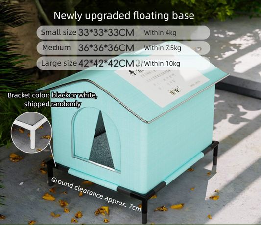 Medium Elevated Indoor/Outdoor Pet Shelter(blue): Waterproof, Insulated for All-Season Warmth