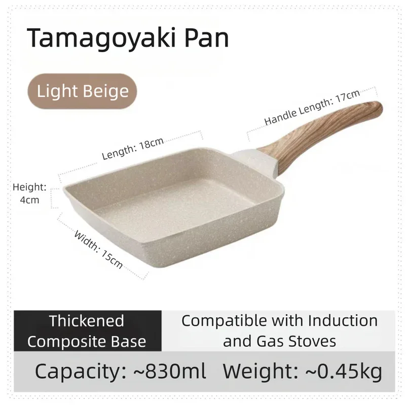 White Rectangular Non-Stick Frying Pan 19×14×4cm - Open, Induction & Gas Compatible - Mekamart Australia