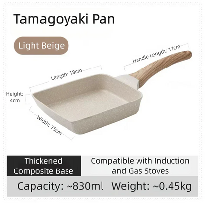 White Rectangular Non-Stick Frying Pan 19×14×4cm - Open, Induction & Gas Compatible - Mekamart Australia