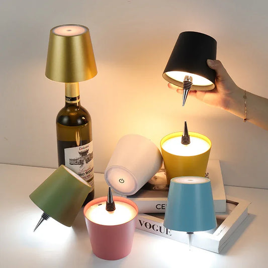 Cream-Coffee Cordless Tri-Color Wine Bottle LED Lamp - Mekamart Australia