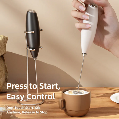 White Battery-Powered Frother and Whisk with Stand - Mekamart Australia