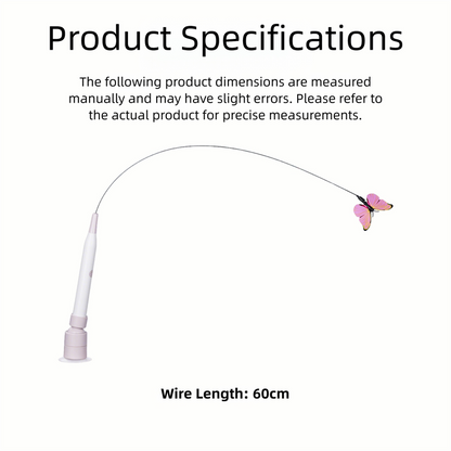 Automatic Interactive Butterfly Cat Toy – Electric Rotating Wand with 60CM Steel Wire, Suction Base & 2 Smart Modes for Kitten Enrichment