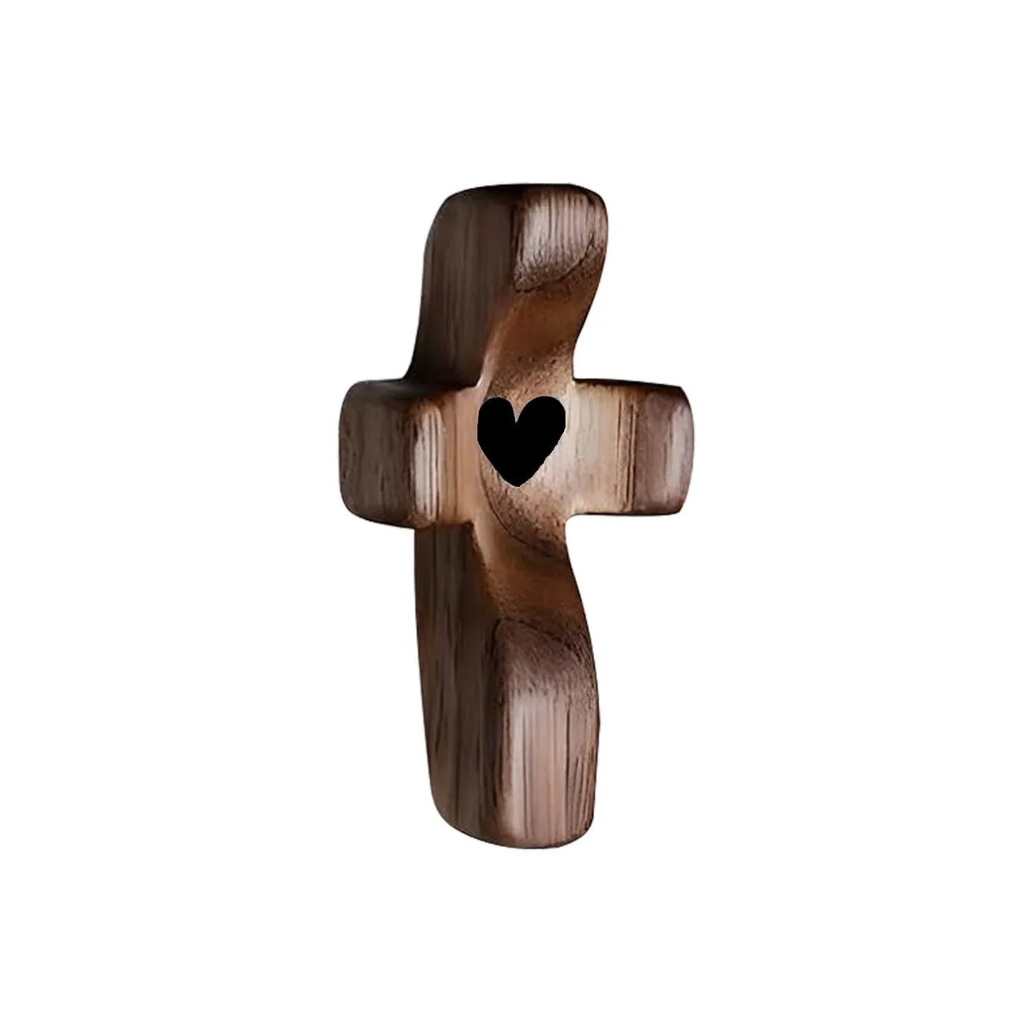Set of 5 Black Peachwood Heart Cross – Multi-functional Spiritual Symbols for Home and Office, Religious, Ornaments Mini - Mekamart Australia