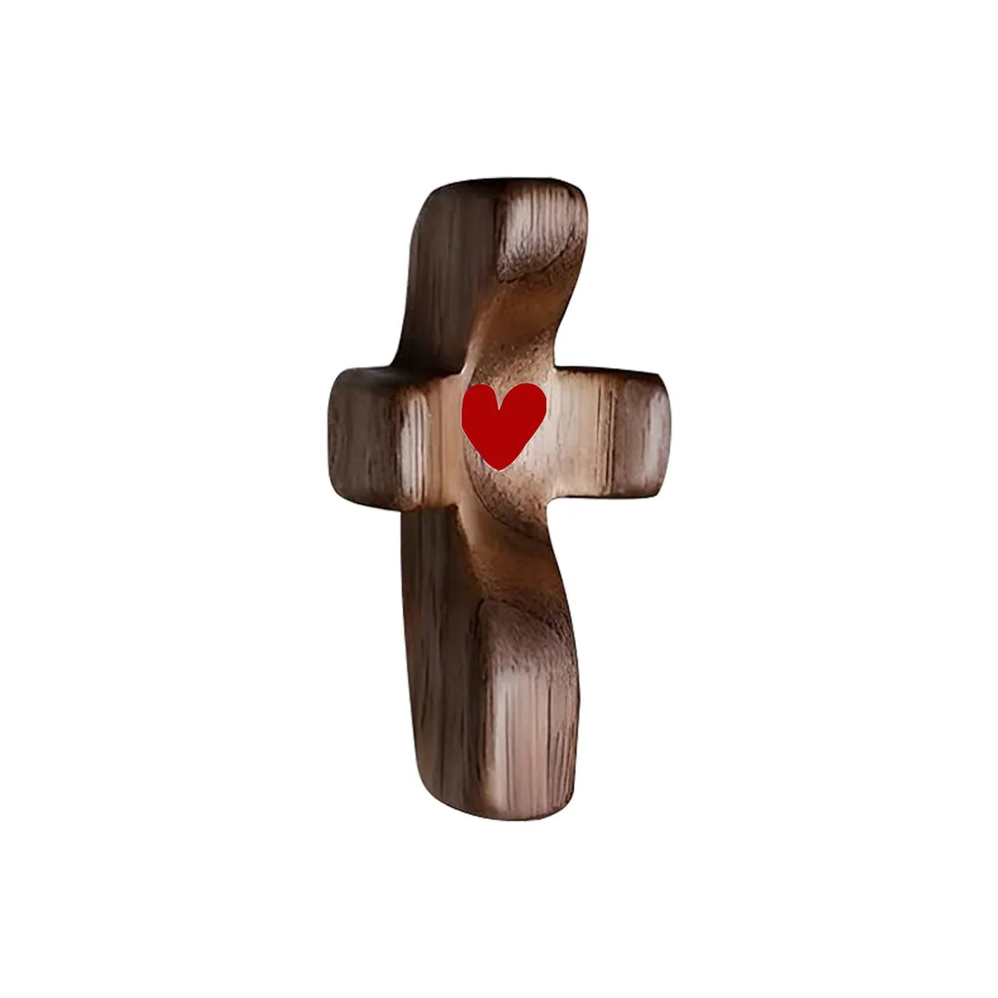 Set of 5 Red Peachwood Heart Cross – Multi-functional Spiritual Symbols for Home and Office, Religious, Ornaments Mini - Mekamart Australia
