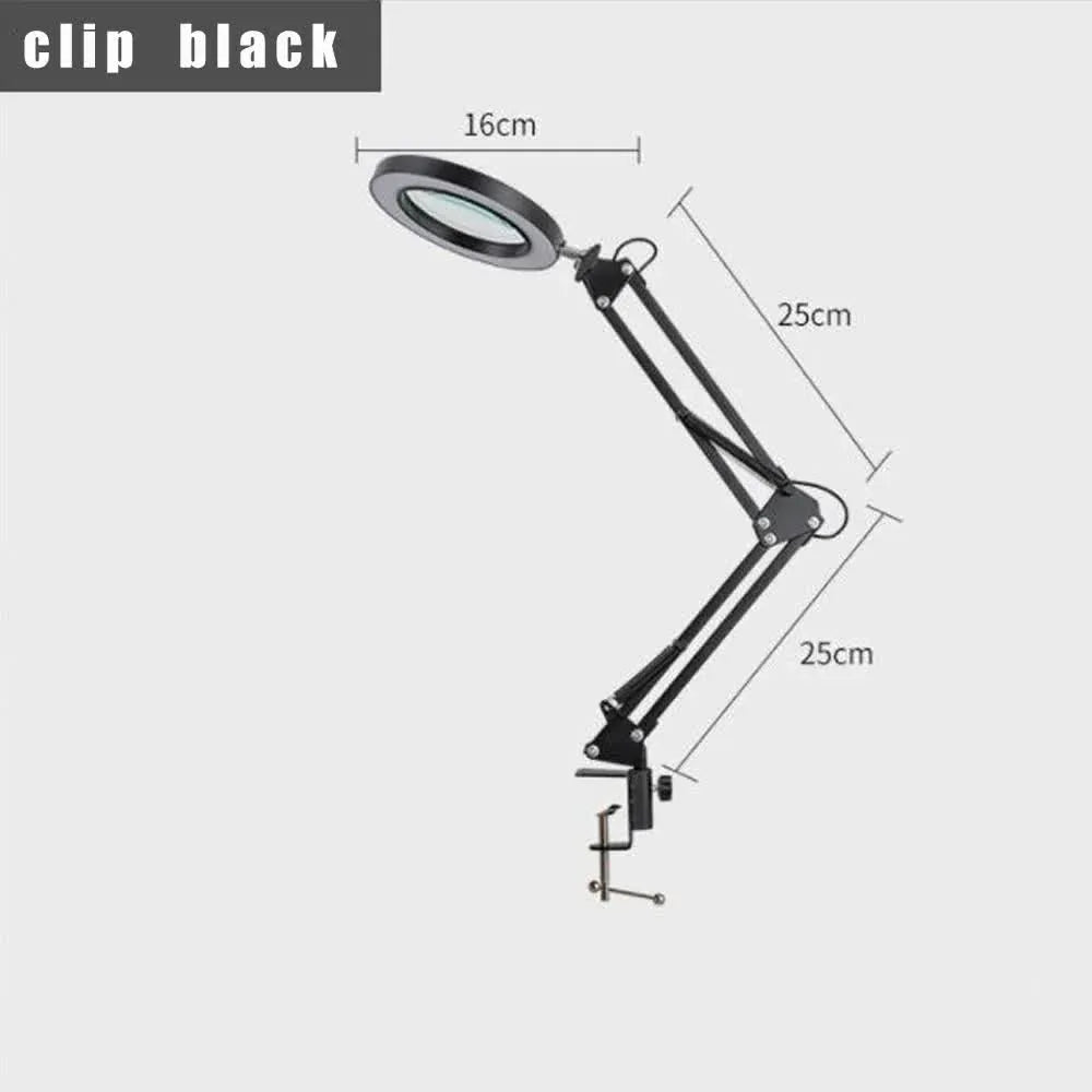 2-in-1 Black LED Magnifier Desk Lamp With Clip - Hands-Free, Dimmable 3-Color Light for Crafts & Workbench - Mekamart Australia
