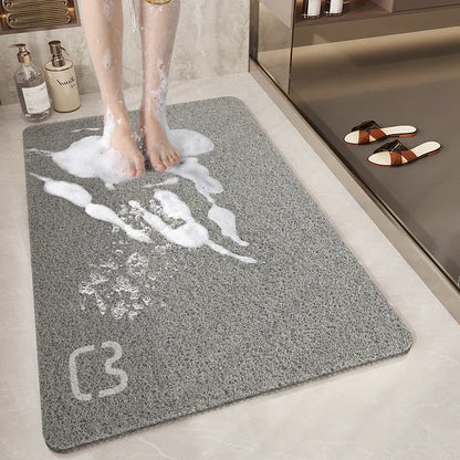 Grey Cat Head Design Loofah Texture Shower Mat (40x60cm) - Non-Slip PVC Bathroom Floor Mat with Drainage, Quick-Dry, Anti-Mould - Mekamart Australia