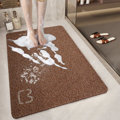 Brown Cat Head Design Loofah Texture Shower Mat (40x80cm) - Non-Slip PVC Bathroom Floor Mat with Drainage, Quick-Dry, Anti-Mould - Mekamart Australia