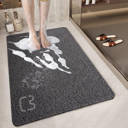 Black Cat Head Design Loofah Texture Shower Mat (44x75cm) - Non-Slip PVC Bathroom Floor Mat with Drainage, Quick-Dry, Anti-Mould - Mekamart Australia