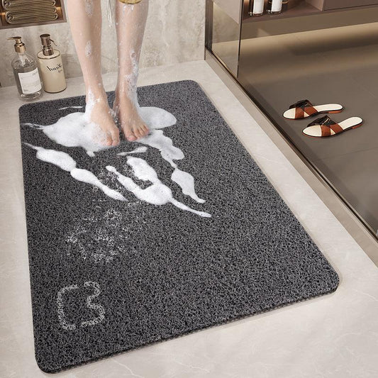 Black Cat Head Design Loofah Texture Shower Mat (44x75cm) - Non-Slip PVC Bathroom Floor Mat with Drainage, Quick-Dry, Anti-Mould - Mekamart Australia