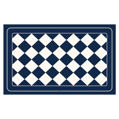 Dark Blue Checkered Design Loofah Texture Shower Mat (40x80cm) - Non-Slip PVC Bathroom Floor Mat, Quick-Draining, Anti-Mould & Massage Pad - Mekamart Australia