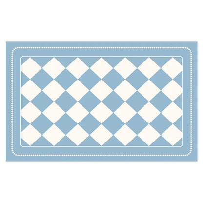 Light Blue Checkered Design Loofah Texture Shower Mat (40x80cm) - Non-Slip PVC Bathroom Floor Mat, Quick-Draining, Anti-Mould & Massage Pad - Mekamart Australia