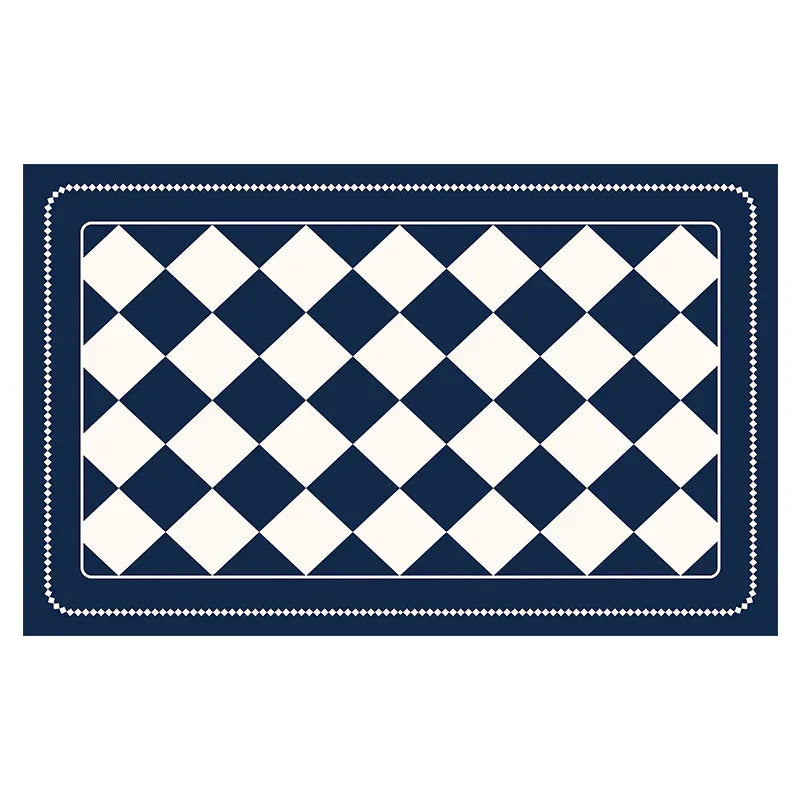 Dark Blue Checkered Design Loofah Texture Shower Mat (44x75cm) - Non-Slip PVC Bathroom Floor Mat, Quick-Draining, Anti-Mould & Massage Pad - Mekamart Australia
