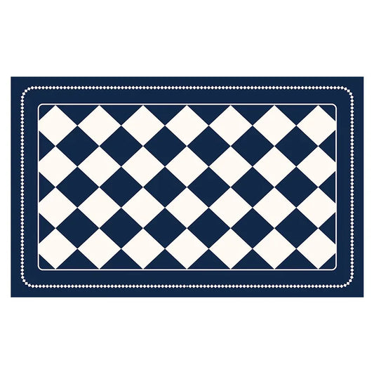 Dark Blue Checkered Design Loofah Texture Shower Mat (44x75cm) - Non-Slip PVC Bathroom Floor Mat, Quick-Draining, Anti-Mould & Massage Pad - Mekamart Australia