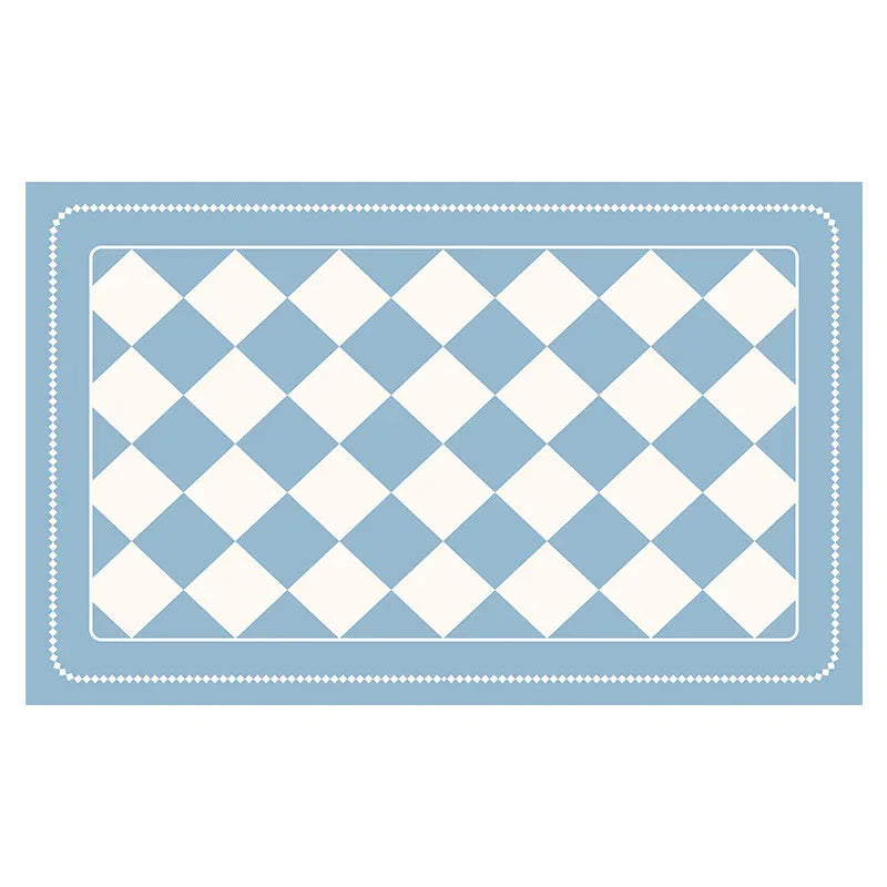 Light Blue Checkered Design Loofah Texture Shower Mat (50x80cm) - Non-Slip PVC Bathroom Floor Mat, Quick-Draining, Anti-Mould & Massage Pad - Mekamart Australia