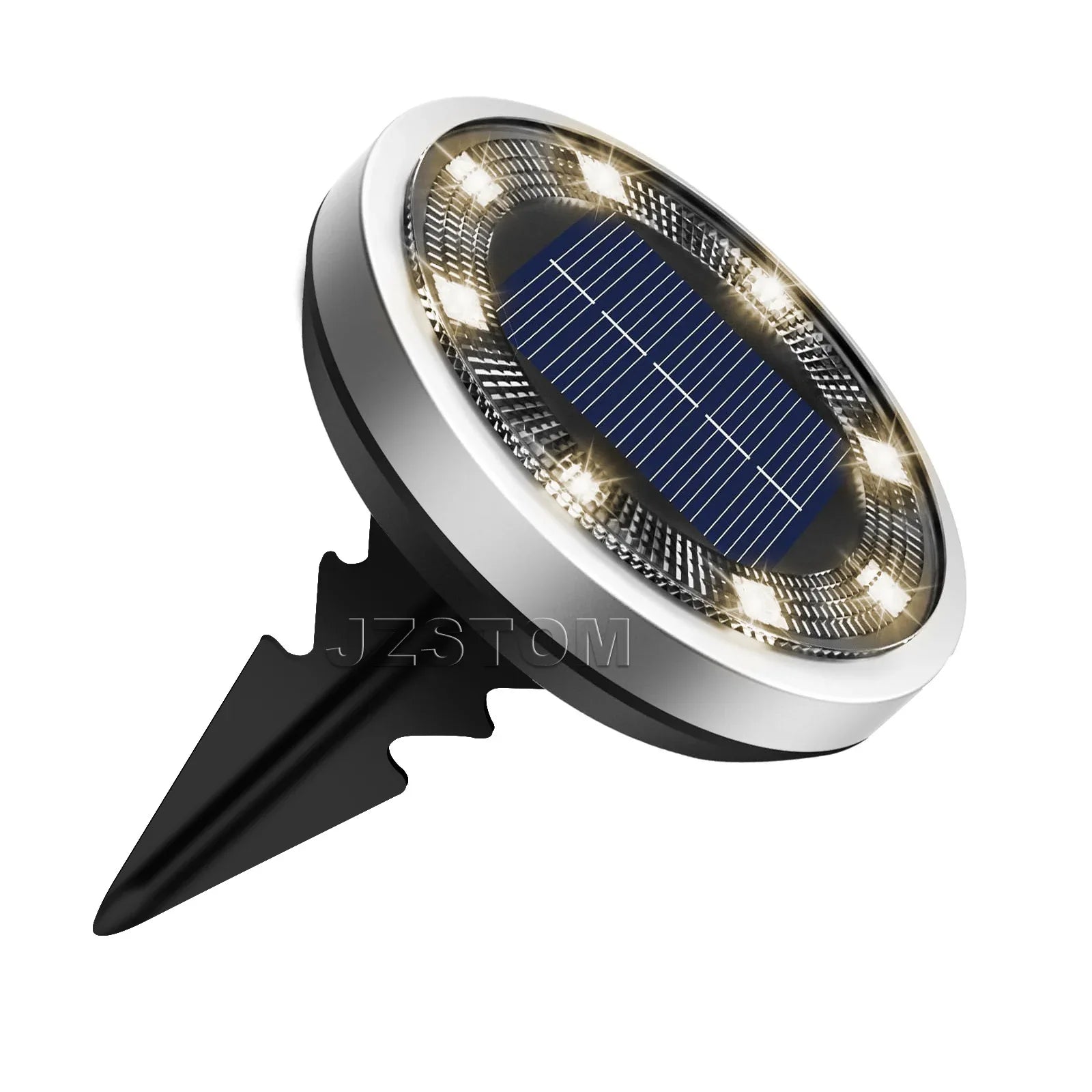 4-Pack New Solar LED In-Ground White Lights (Single 8.3x8.3x10 cm) - Stainless Steel & ABS Waterproof Outdoor Garden Pathway and Landscape Spike Lamp - Mekamart Australia