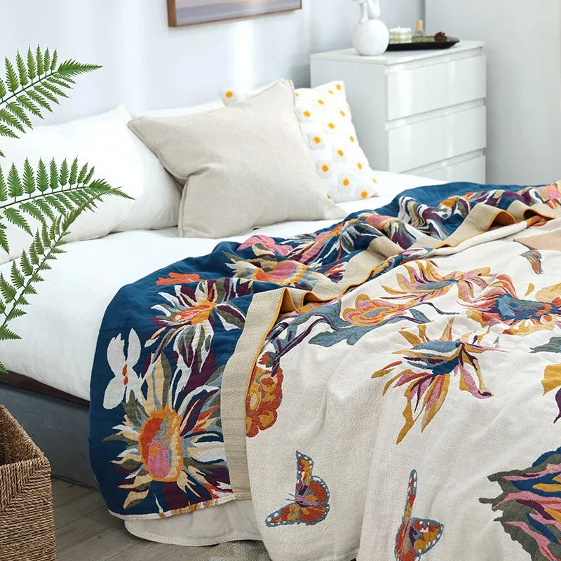 Pure Cotton Multi-Layer Gauze Blanket(Classic A, 230 cm x 200 cm) - Lightweight, Ultra-Breathable, and Moisture-Wicking Summer Quilt for Hot Sleepers - Mekamart Australia