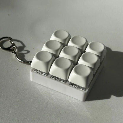 2-Pack White Mechanical 9-Keyboard Fingertip Toy Keychain - Key Pressure Relief, PVC Fingertip Toy - Mekamart Australia