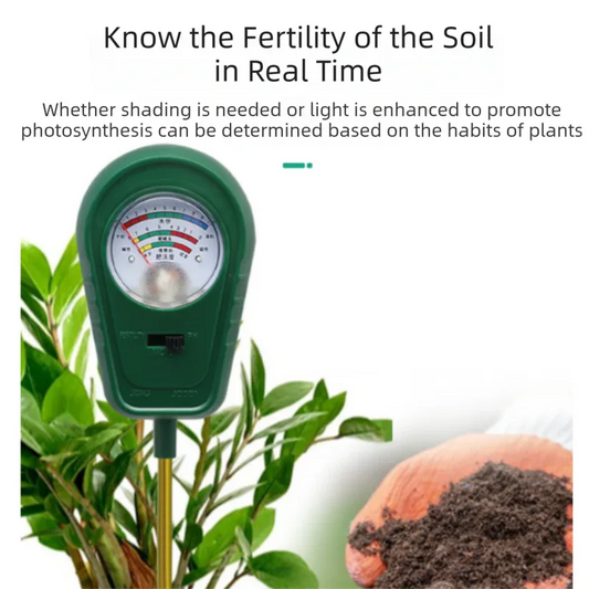3-in-1 Mechanical Pointer Soil Meter - No Batteries Required, Measures Fertility, Moisture, and pH for Gardening - Mekamart Australia