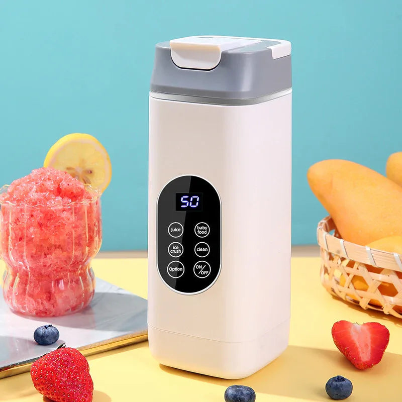 White Portable Wireless 420ML Blender Bottle (8.7x8.7x23.2CM) - 12-Blade Crushing Power, Self-Cleaning, USB Rechargeable for Juices & Smoothies - Mekamart Australia