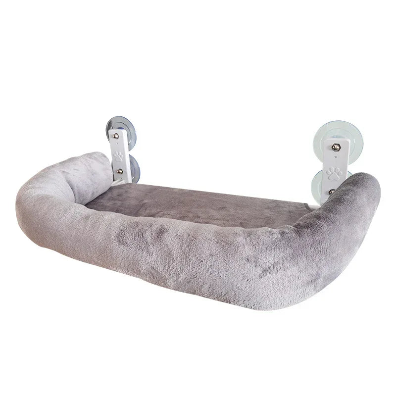 Foldable Window Thickened Plush Cat Perch(52 x 30 cm) - Warm Soft Plush Hammock with Strong 85mm Dual Suction Cups for Indoor Pets - Mekamart Australia