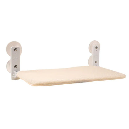 Foldable Window Beige Breathable Mesh Cat Perch(52 x 30 cm) - Cat Hammock with 85mm Strong Dual Suction Cups for Indoor Cats - Mekamart Australia
