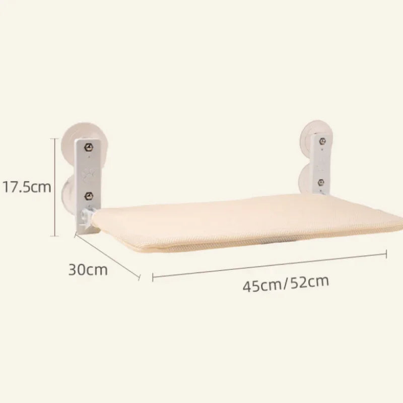 Foldable Window Beige Breathable Mesh Cat Perch(52 x 30 cm) - Cat Hammock with 85mm Strong Dual Suction Cups for Indoor Cats - Mekamart Australia