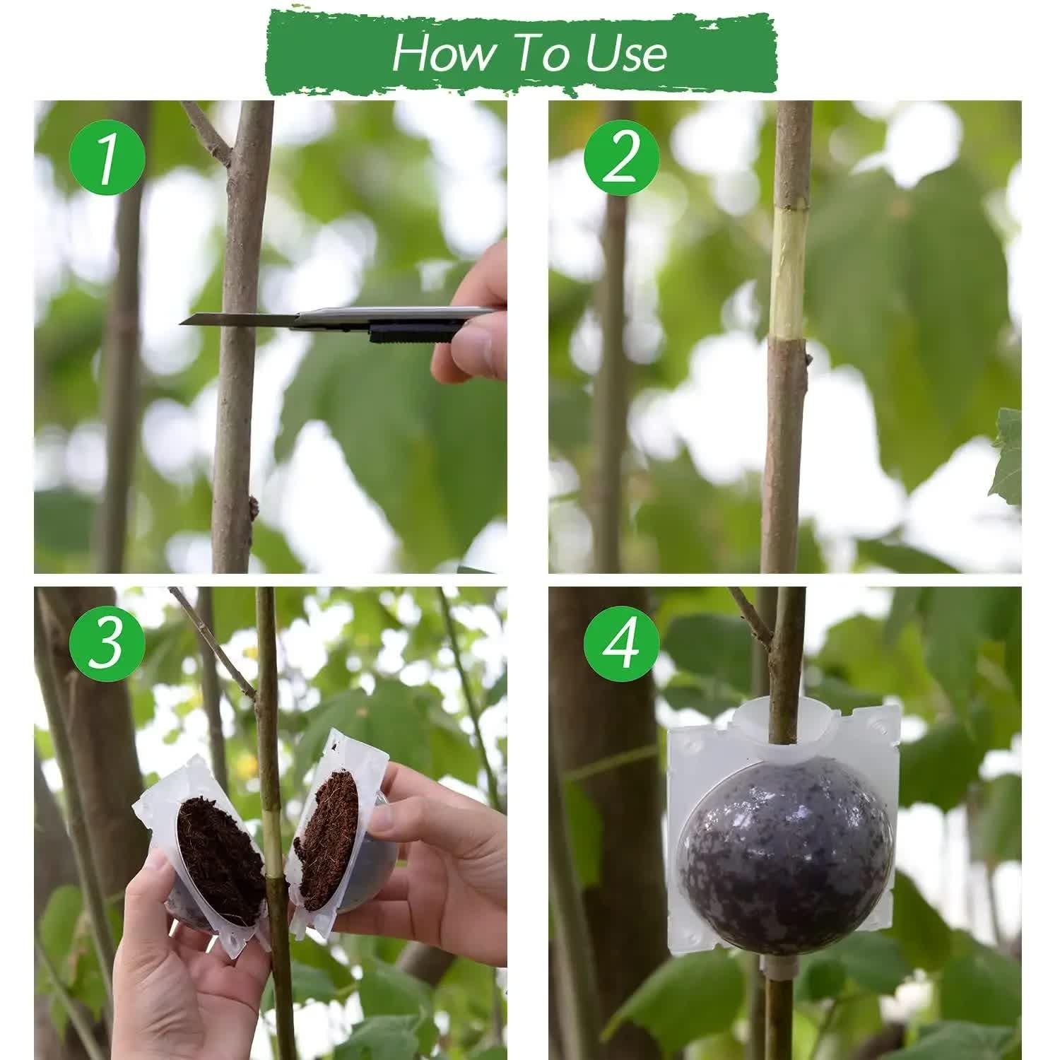 5-Pack Black Reusable Plant Air Layering Propagation Pod (Diameter: 5cm) - Anti-Waterlogging Grafting Root Ball Rooting Device for Flower & Fruit Trees - Mekamart Australia