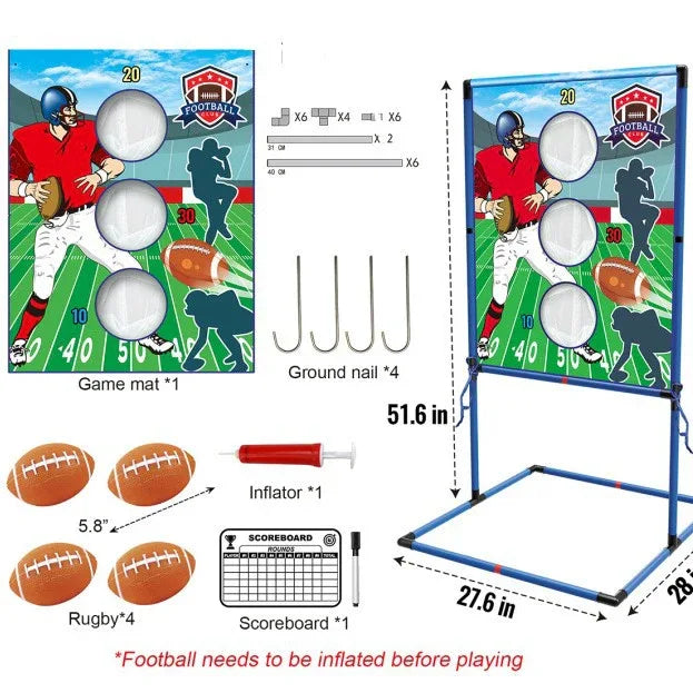 Outdoor/Indoor Portable Rugby Toss Game Set - Football Target Frame & Rugby Toss Activity Toy, Durable & Easy Assembly Sports Equipment - Mekamart Australia
