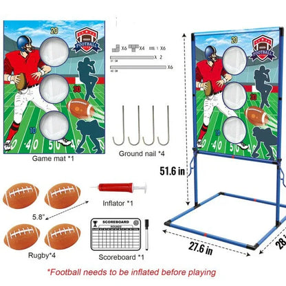 Outdoor/Indoor Portable Rugby Toss Game Set - Football Target Frame & Rugby Toss Activity Toy, Durable & Easy Assembly Sports Equipment - Mekamart Australia
