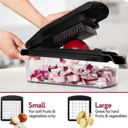 18-Piece Black-White Multi-Function Vegetable Chopper & Slicer Set - Rotary Grater with 5 Muti-Style Stainless Steel Blades for Home Kitchen - Mekamart Australia
