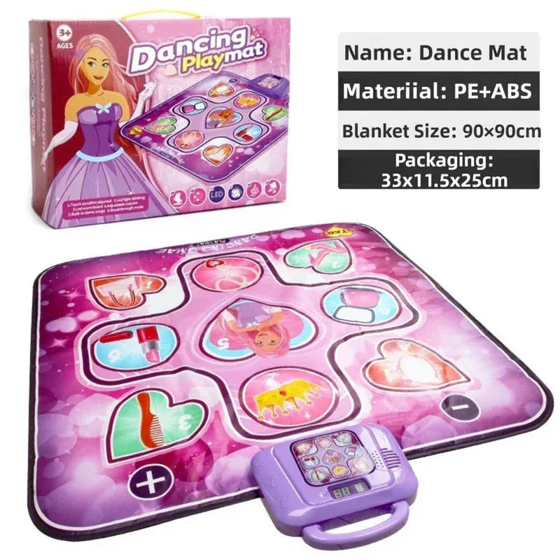 Purple Wireless Kids Electronic Princess Dance Mat & Music Playmat(90x90CM) - 7 Modes Foot Game Pad Toy with Digital Score Display - Mekamart Australia