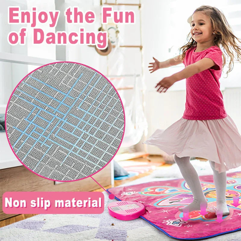 Purple Wireless Kids Electronic Princess Dance Mat & Music Playmat(90x90CM) - 7 Modes Foot Game Pad Toy with Digital Score Display - Mekamart Australia