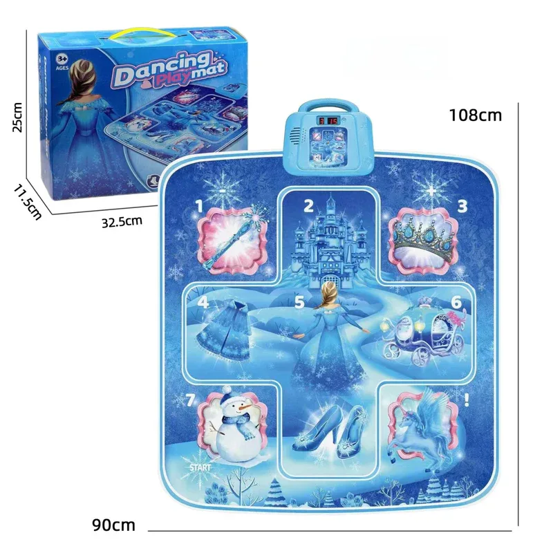 Blue Wireless Kids Electronic Princess Dance Mat & Music Playmat(90x108CM) - 7 Modes Foot Game Pad Toy with Digital Score Display - Mekamart Australia