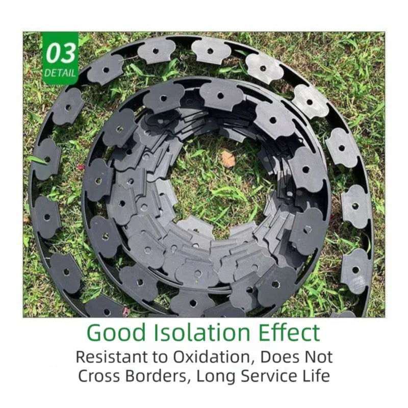 Black L-Shape PE Landscape Edging Roll Kit (5CM Height x 10M Long) - Anti-Root Lawn & Garden Divider with 30 Ground Stakes - Mekamart Australia