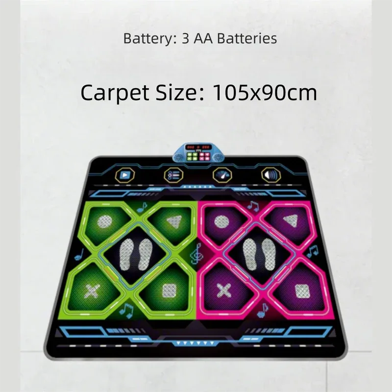Kids Dual Player Interactive Electronic Dance Mat - Extra Large 105x90cm Anti-Slip Music Game Pad with Two Modes & Three Ways, No TV Required - Mekamart Australia