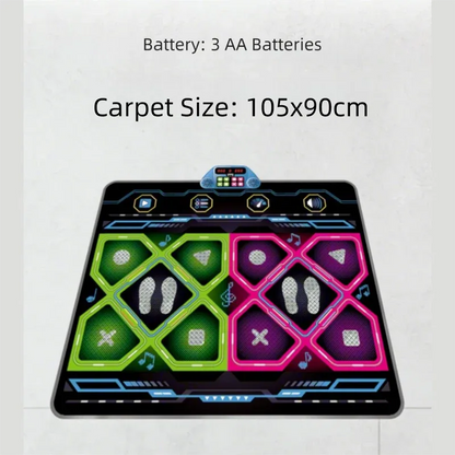 Kids Dual Player Interactive Electronic Dance Mat - Extra Large 105x90cm Anti-Slip Music Game Pad with Two Modes & Three Ways, No TV Required - Mekamart Australia