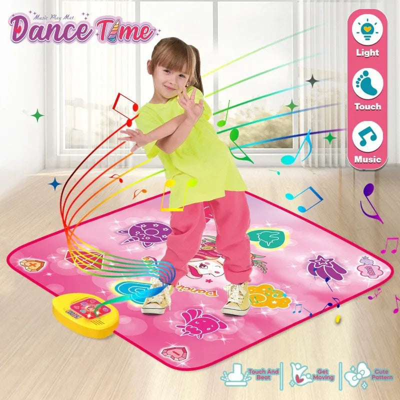 2-Pack Kids Multifunctional Electronic Dance Mat(100x87CM) - Dessert & Pink Ornament Theme Play Mat with Sound Recognition for Early Education and Physical Exercise - Mekamart Australia