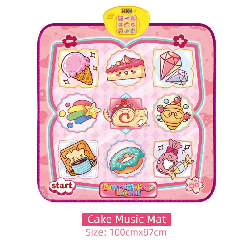 2-Pack Kids Multifunctional Electronic Dance Mat(100x87CM) - Dessert & Pink Ornament Theme Play Mat with Sound Recognition for Early Education and Physical Exercise - Mekamart Australia