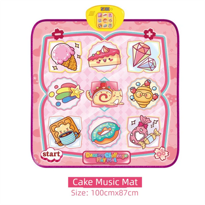 2-Pack Kids Multifunctional Electronic Dance Mat(100x87CM) - Dessert & Pink Ornament Theme Play Mat with Sound Recognition for Early Education and Physical Exercise - Mekamart Australia