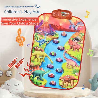 2-Pack Kids Multifunctional Electronic Dance Mat(52x86CM) - Dinosaur & Transport Theme Play Mat with Sound Recognition for Early Education and Physical Exercise - Mekamart Australia