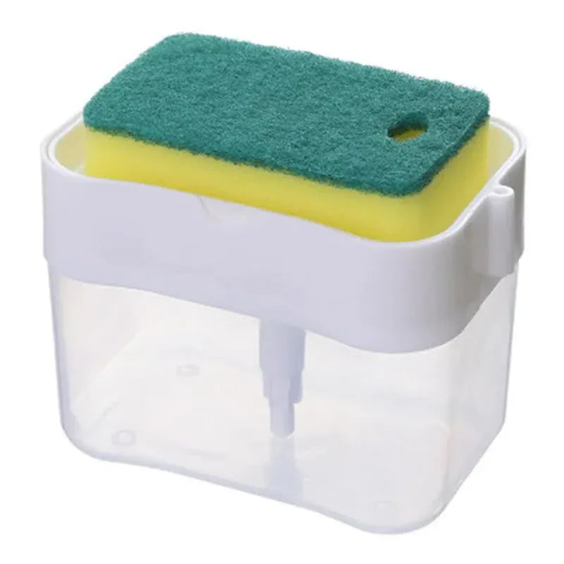 2-Pack White Kitchen Press-Type Dish Soap Dispenser & Sponge Caddy - 2-in-1 Automatic Liquid Pump for Dish Scrubbers & Scouring Pads - Mekamart Australia