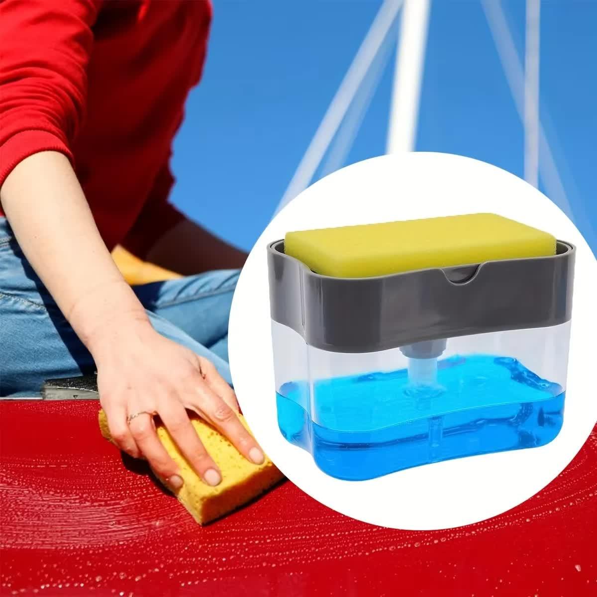 2-Pack White Kitchen Press-Type Dish Soap Dispenser & Sponge Caddy - 2-in-1 Automatic Liquid Pump for Dish Scrubbers & Scouring Pads - Mekamart Australia