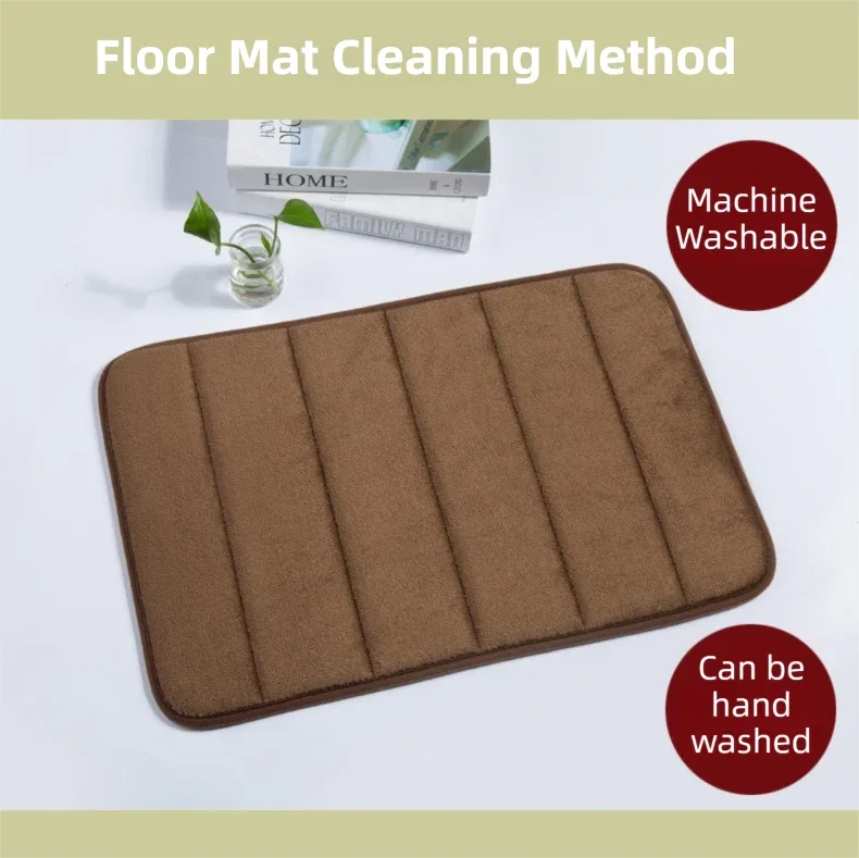 Khaki Ultra-Absorbent Non-Slip Thickened Bath Mat(1.8x45x70CM) - Luxurious Durable Soft Floor Rug with Rubber Backing, Hand & Machine Washable Doormat for Bathroom & Entry - Mekamart Australia