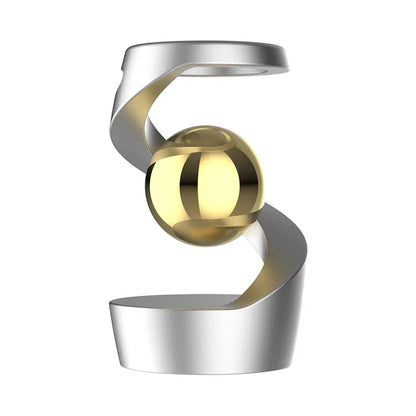 Silver gyroscope and gold beads Kinetic Levitating Desk Toy - Silent Spinning Floating Gyroscope for Stress Relief & Office Decor - Mekamart Australia