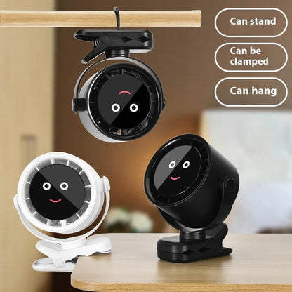 Black Portable Stroller Fan with LED Display - Bladeless Safety Clip-On Fan for Baby & Desk (4000mAh, 360 degree Rotation) - Mekamart Australia