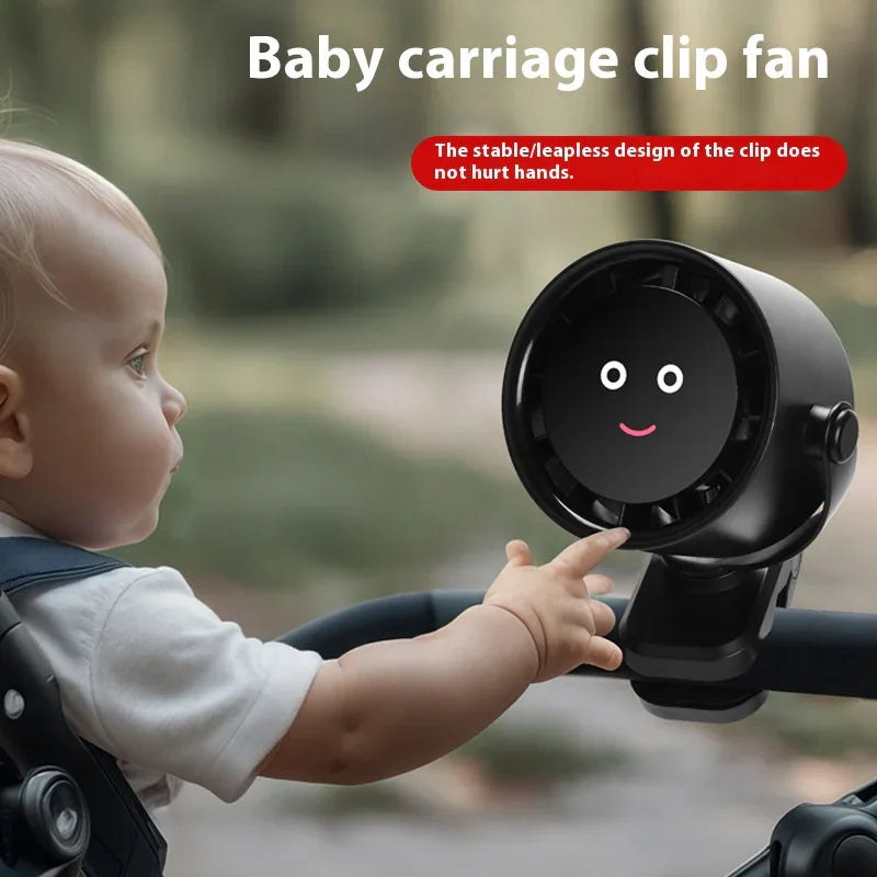 White Portable Stroller Fan with LED Display - Bladeless Safety Clip-On Fan for Baby & Desk (4000mAh, 360 degree Rotation) - Mekamart Australia